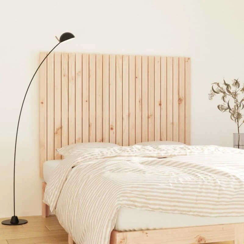 Image of Vidaxl Wall Headboard 146.5X3X110 Cm Solid Wood Pine, Brown 824943