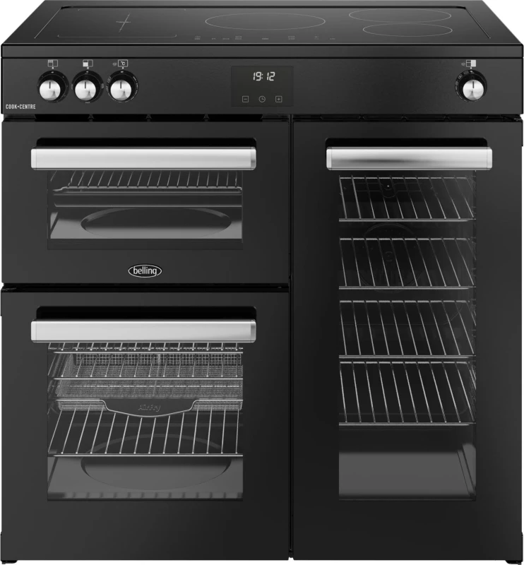 Image of Belling Cookcentre 90Ei 90cm Electric Range Cooker with Induction Hob - Black - A/A Rated