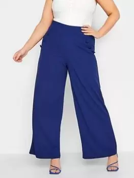 Image of Yours Curve Button Detail Trouser - Blue Size 20, Women