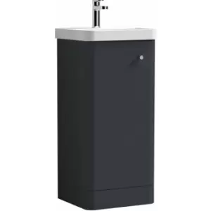 Image of Nuie Core Floor Standing 1-Door Vanity Unit with Thin Edge Basin 400mm Wide - Satin Anthracite