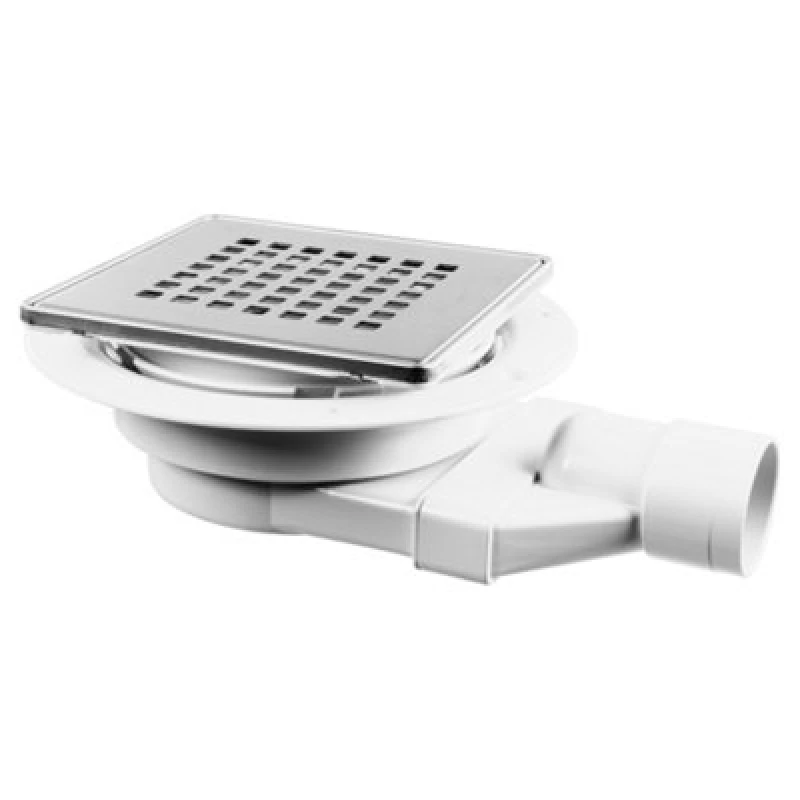 Image of McAlpine Slimline Floor Gully With Non-Return Valve 2 Piece Stainless Steel Chequered 150Mm Tile White