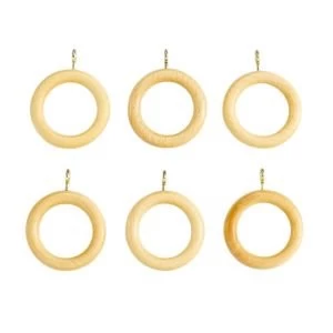 Image of Colours Modern Pine Effect Wood Curtain Ring Dia23mm