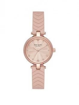 Image of Kate Spade New York Kate Spade Annadale Rose Gold Crystal Set Dial Rose Gold Leather Strap Ladies Watch