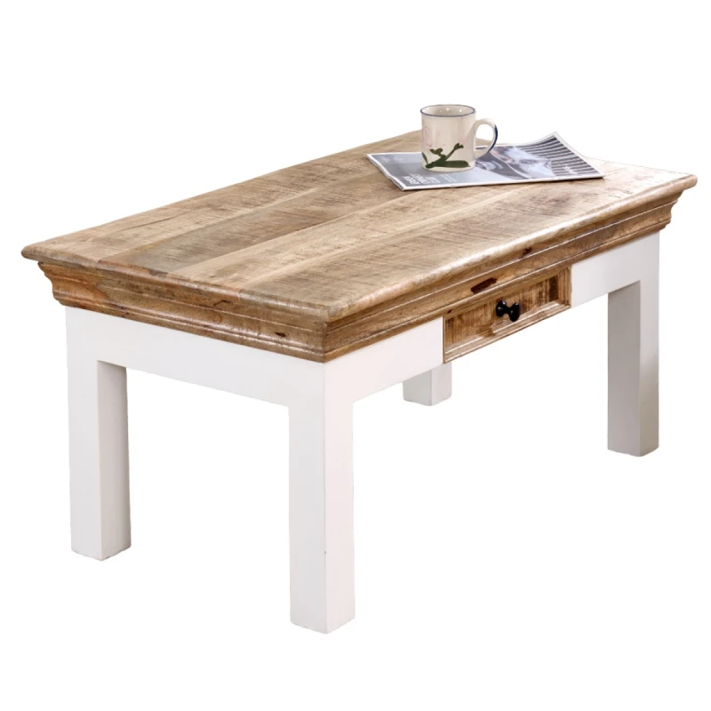 Image of Indian Hub Alfie Coffee Table With Drawer Solid Mango Wood