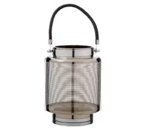 Image of INTERIORS by Premier Large Nickel Stripe Lantern - Stainless Steel & Black, Stainless Steel