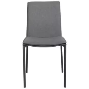 Image of Grey Fabric Pair of Dining Chairs with Padded Seat Metal Legs - Assembled - Grey