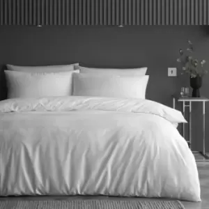 Image of Content By Terence Conran Waffle Stripe 100% Cotton Duvet Cover Set, White, Single