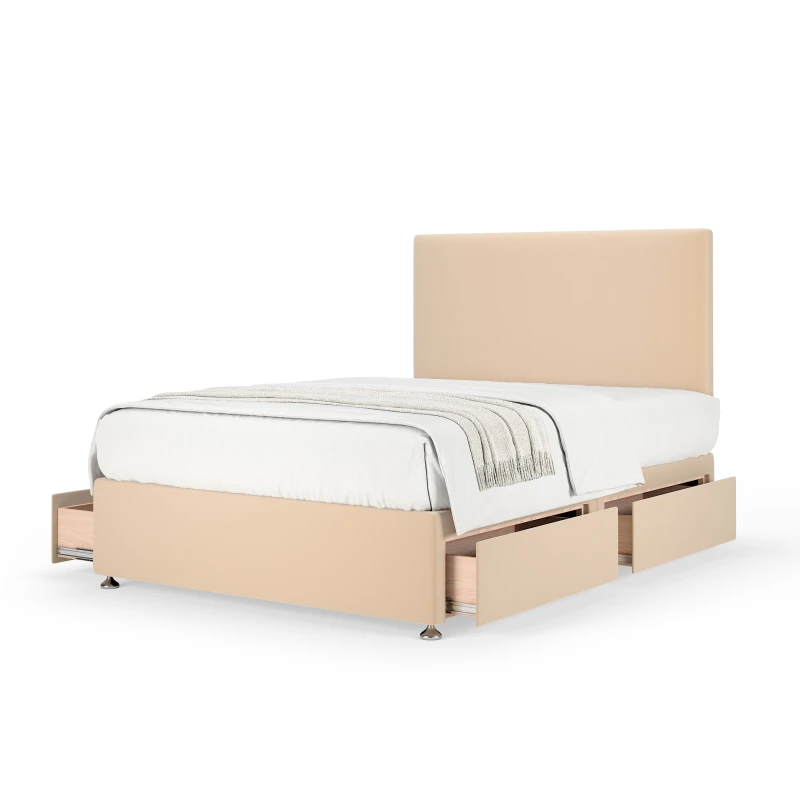 Image of Bedmaster Bedmaster Plush Velvet 4 Drawer Divan Base And Plain Headboard in Natural Size: King Natural King Unisex 7867871239860