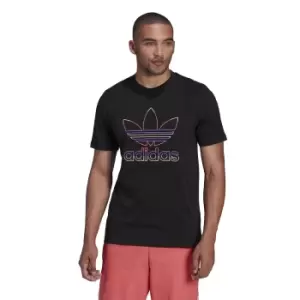 Image of Cotton T-Shirt with Large Trefoil Logo Print and Short Sleeves