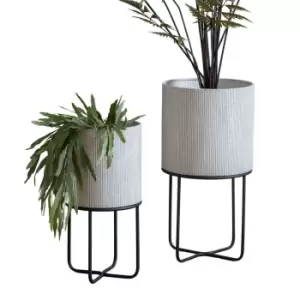 Image of Crossland Grove Brixton Metal Planter Set Of 2 White 300x580Mm
