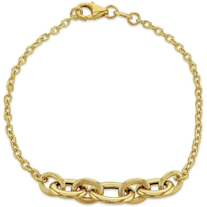 Image of Be You 9ct Gold Curb Link Centre Bracelet Yellow Gold female 7.5in