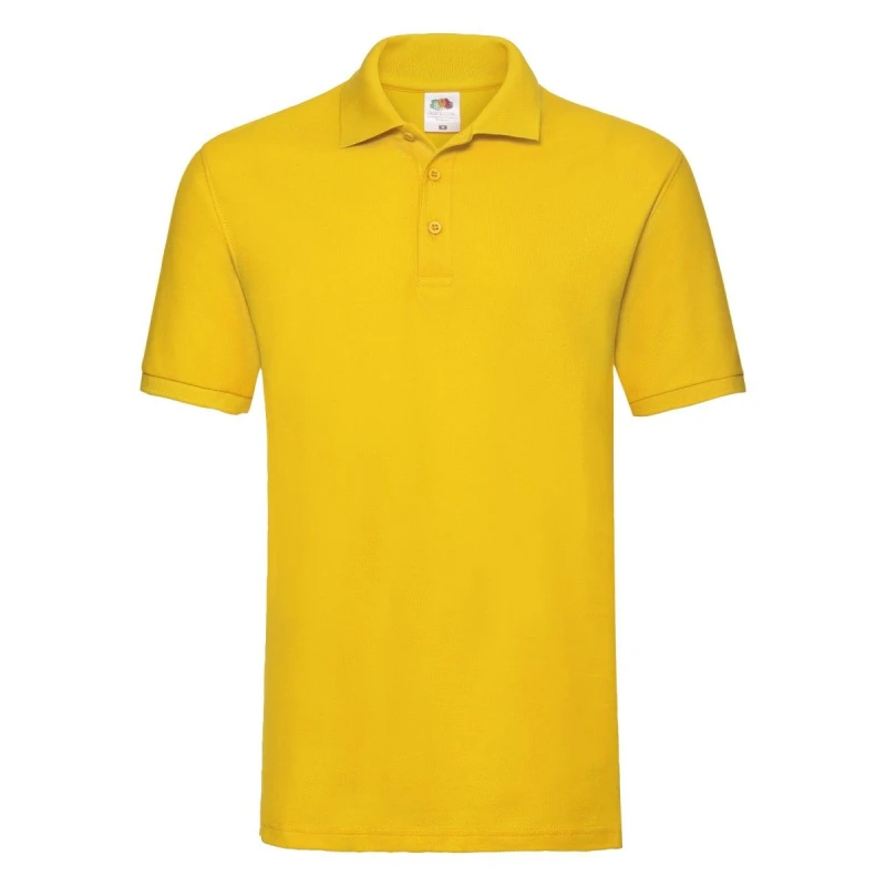 Image of Fruit Of The Loom Fruit of the Loom Men Premium Pique Polo Shirt in Yellow Size: Small Yellow S Male 5063470859757