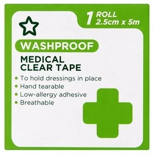 Image of Superdrug Washproof Medical Clear Tape 2.5cm x 5m