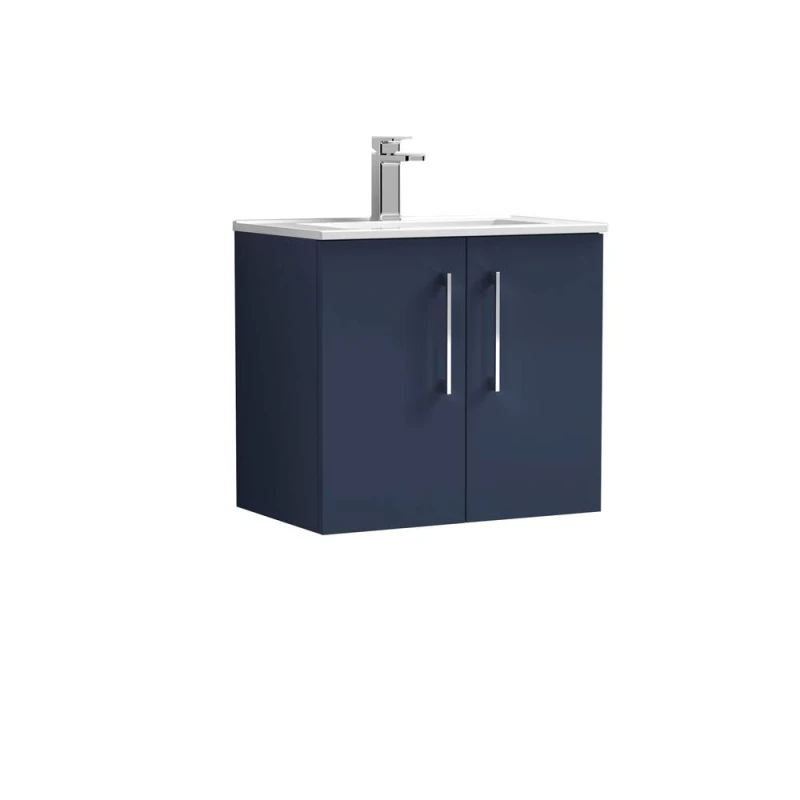 Image of Balterley Bathroom 2 Soft Close Door, Wall Hung Vanity Unit Basin, Blue, 600mm in Blue Blue Unisex