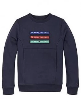 Image of Tommy Hilfiger Boys Multi Badge Velcro Sweatshirt - Navy