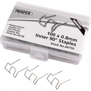 Image of Draper Bent Castle Staples for Hot Staplers 0.8mm Pack of 50