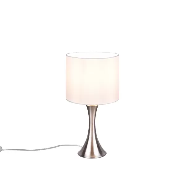 Image of Sabia Modern 20cm Table Lamp with Round Shade Nickel Matt