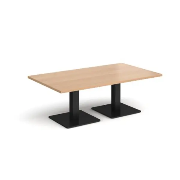 Image of Brescia Brescia rectangular coffee table with flat square Black bases 1400mm x 800mm - beech Beech BCR1400-K-B