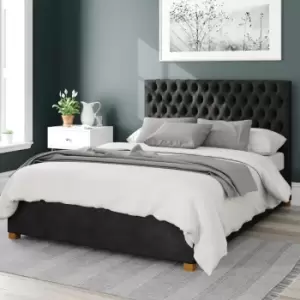 Image of Aspire Monroe Upholstered Ottoman Bed Kimyo Linen Charcoal Small Double
