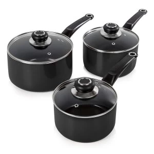 Image of Morphy Richards Equip 3 Piece Saucepan Set - Black
