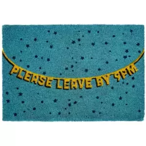 Image of Please Leave By 9 Pm Design Door Mat Blue Non Slip Floor Mat Indoor And Outdoor Welcome Mat With Robust Coir For Door Entrances House Entryway