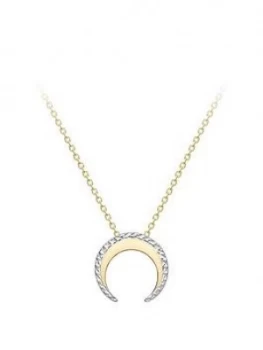 Image of Love Gold 9Ct White And Yellow Gold Diamond Cut Horn Pendant Necklace