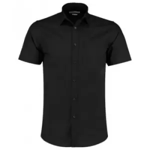Image of Kustom Kit Mens Short Sleeve Tailored Poplin Shirt (15) (Black)
