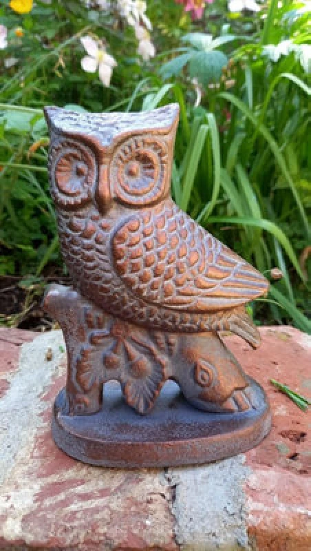 Image of Inspirational Gifting Small Owl On Oak Branch Figurine Sculpture Ornament