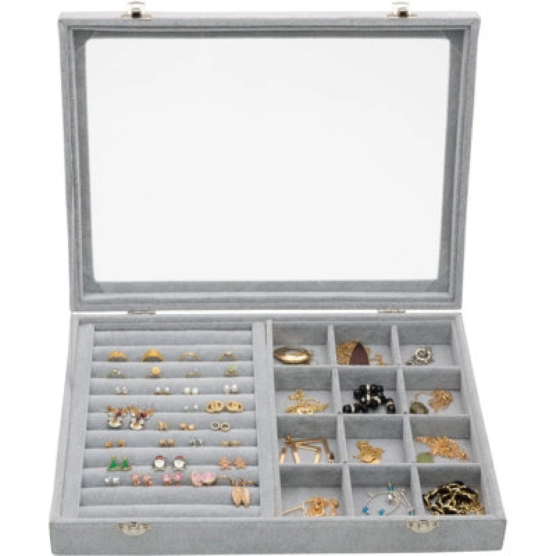Image of Sasha Morel Jewellery Box Storage Organiser 12 Grid Earrings Rings Display Case