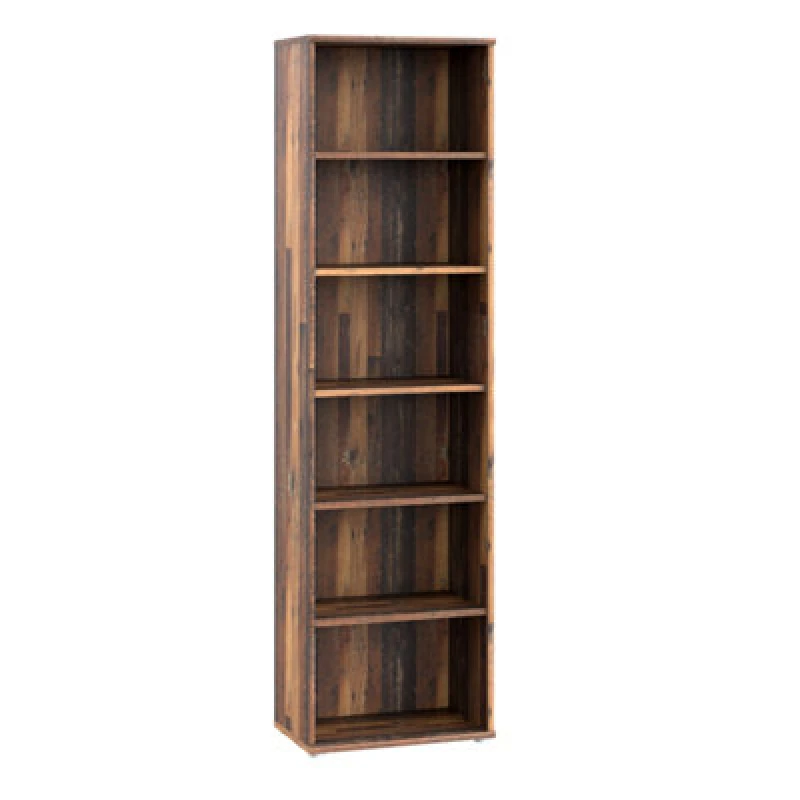 Image of Furniture To Go Essential Narrow 5 Shelf Bookcase in Vintage Oak in Dark Brown Dark Brown Unisex