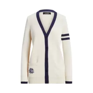 Image of Lauren by Ralph Lauren Two-Tone Cotton Cardigan - Cream