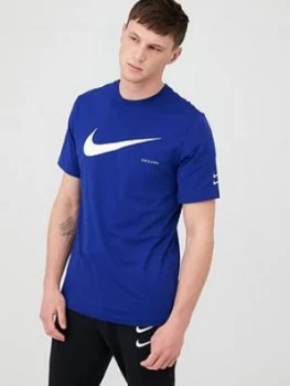 Image of Nike Swoosh Hbr Short Sleeve T-Shirt - Blue/White