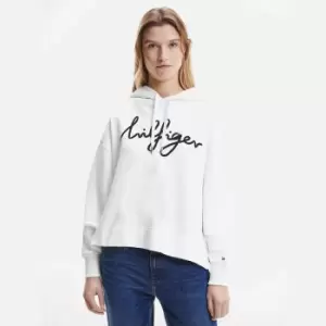 Image of Tommy Hilfiger Womens Relaxed Hilfiger Script Hoodie - Ecru - M