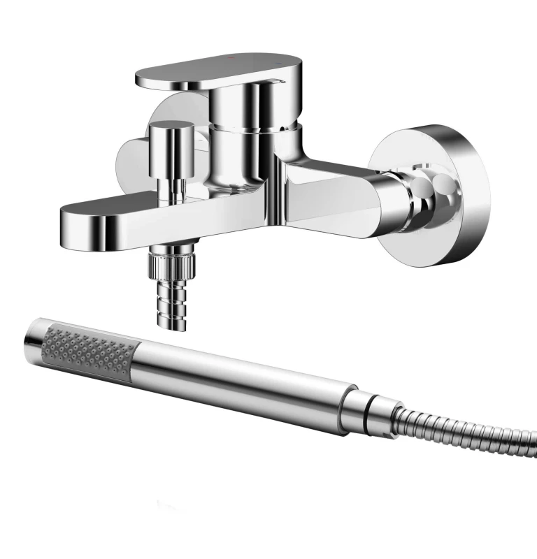 Image of Balterley Wall Mount Round Bath Shower Mixer Tap with Shower Kit Chrome Silver