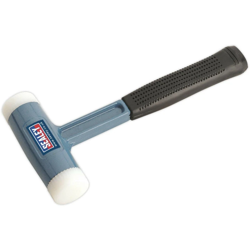 Image of Loops 1.75lb Nylon Faced Dead Blow Hammer - Absorbent Rubber Grip - Steel Shot Metallics