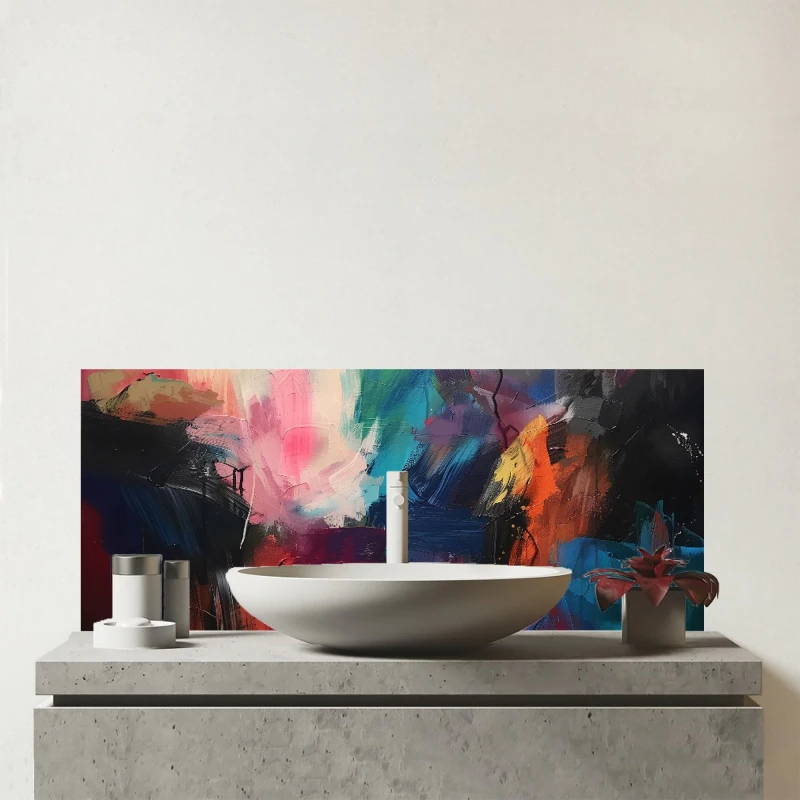 Image of Warren Reed - Designer Cosmic Fusion: Colours Of The Universe Glass Bathroom Splashback Multicolor Unisex