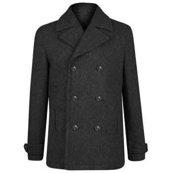 Image of Jack Wills Bickmoor Wool Blend Pea Coat - Charcoal