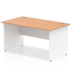 Image of Trexus Desk Rectangle Panel End 1400x800mm Oak Top White Panels Ref