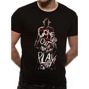 Image of Nightmare On Elm Street - Unisex Medium Come Out & Play T-Shirt (Black)