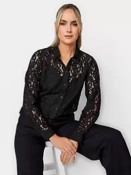 Image of Long Tall Sally Black Lace Shirt, Black, Size 10, Women