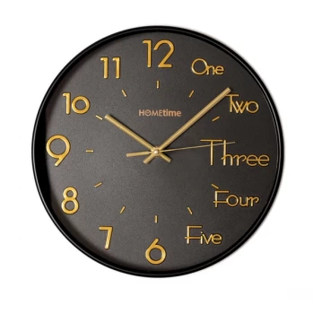 Image of HOMETIME Black Wall Clock with 3D Mixed Dial - 30cm