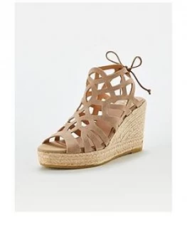 Image of Kanna Ines20 Esapdrille Platform Wedge Sandal - Beige