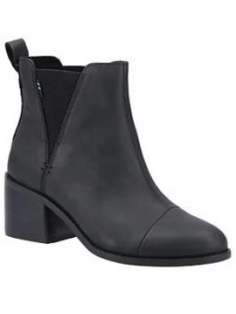 Image of Toms Esme Leather Ankle Boot, Black, Size 4, Women