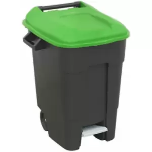 Image of Loops - 100 Litre Capacity Wheelie Bin with Foot Pedal - Two 200mm Wheels - Green