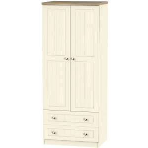 Image of Robert Dyas Wilcox Ready Assembled 2-Door Wardrobe with Drawers - Cream Ash