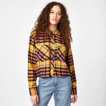 Image of Jack Wills Cropped Check Shirt - Mustard Check
