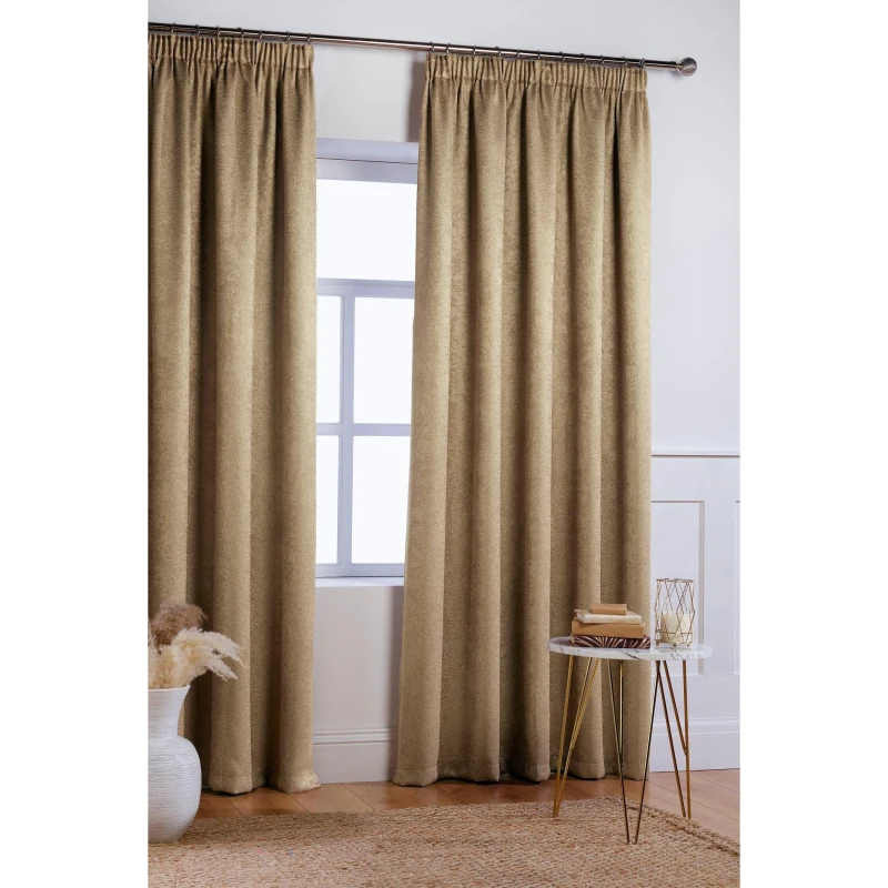 Image of Homelife Crinkle Woven Blackout Pencil Pleat Curtains - Beige Beige 46x54 Inch