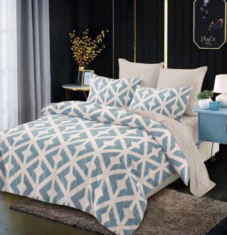 Image of Ezysleep Ezysleep Aztec Blue Printed Duvet Cover Set Size: Double Blue Double Unisex 0753775273215