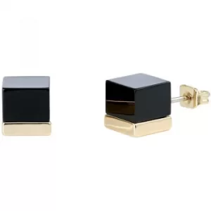 Image of Ladies Karen Millen Gold Plated Geo Cube Stud Earrings