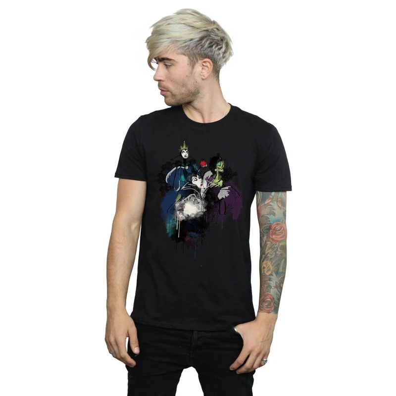 Image of Disney Men Villains Sketch T-Shirt in Black Size: Small Black S Male 5057736925294